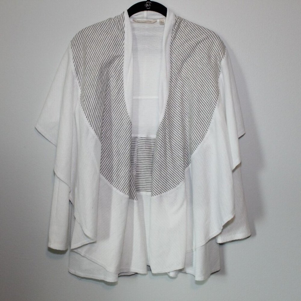 ✨2/$20 Soft Surroundings Open Front Drape Cardigan White Women's Small H12770 - Picture 3 of 12